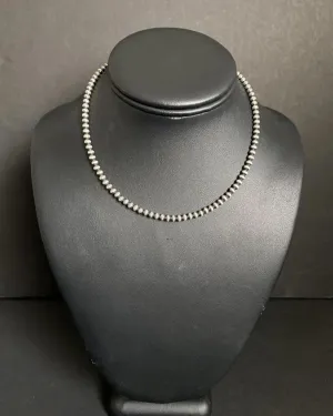 4mm Sterling Silver Oxidized Pearl Bead Necklace Southwestern everyday wear Navajo Style 4mm Sterling Silver Oxidized Pearl Bead Necklace Southwestern everyday wear Navajo Style