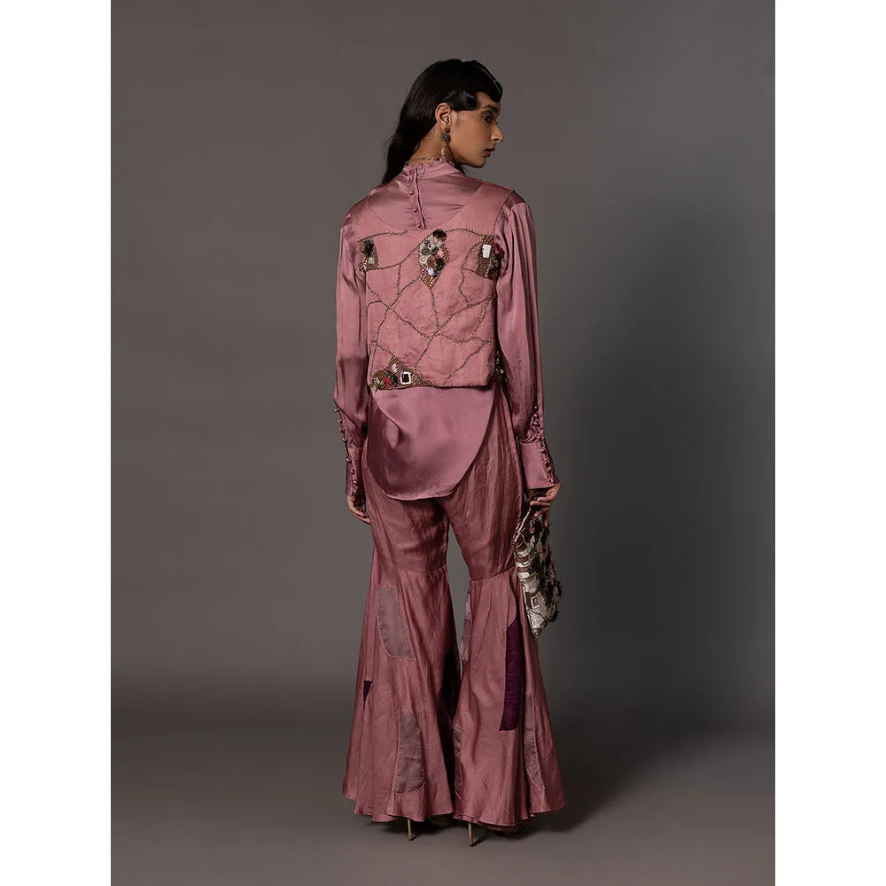 A Humming Way Mesa Pink Jacket with Shirt and Sharara (Set of 3)