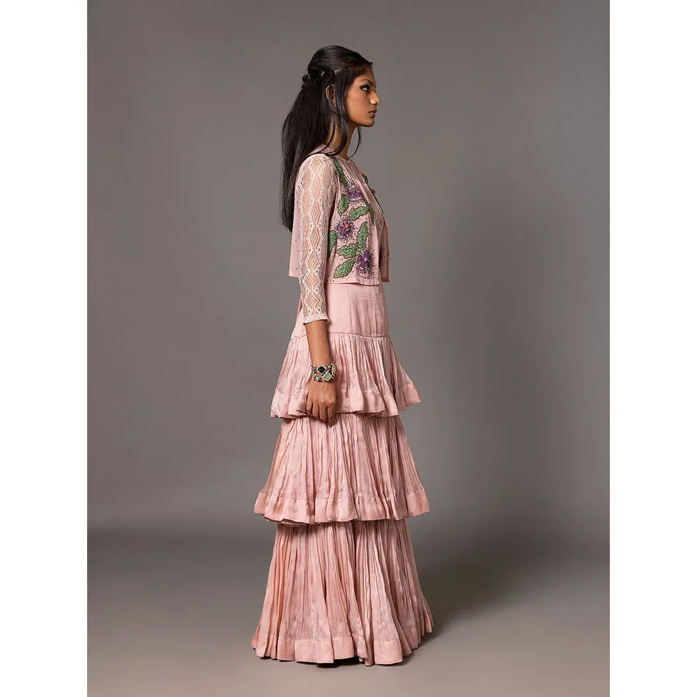 A Humming Way Sang-e-Sitara Gilet Pink Skirt with Top & Jacket (Set of 3)