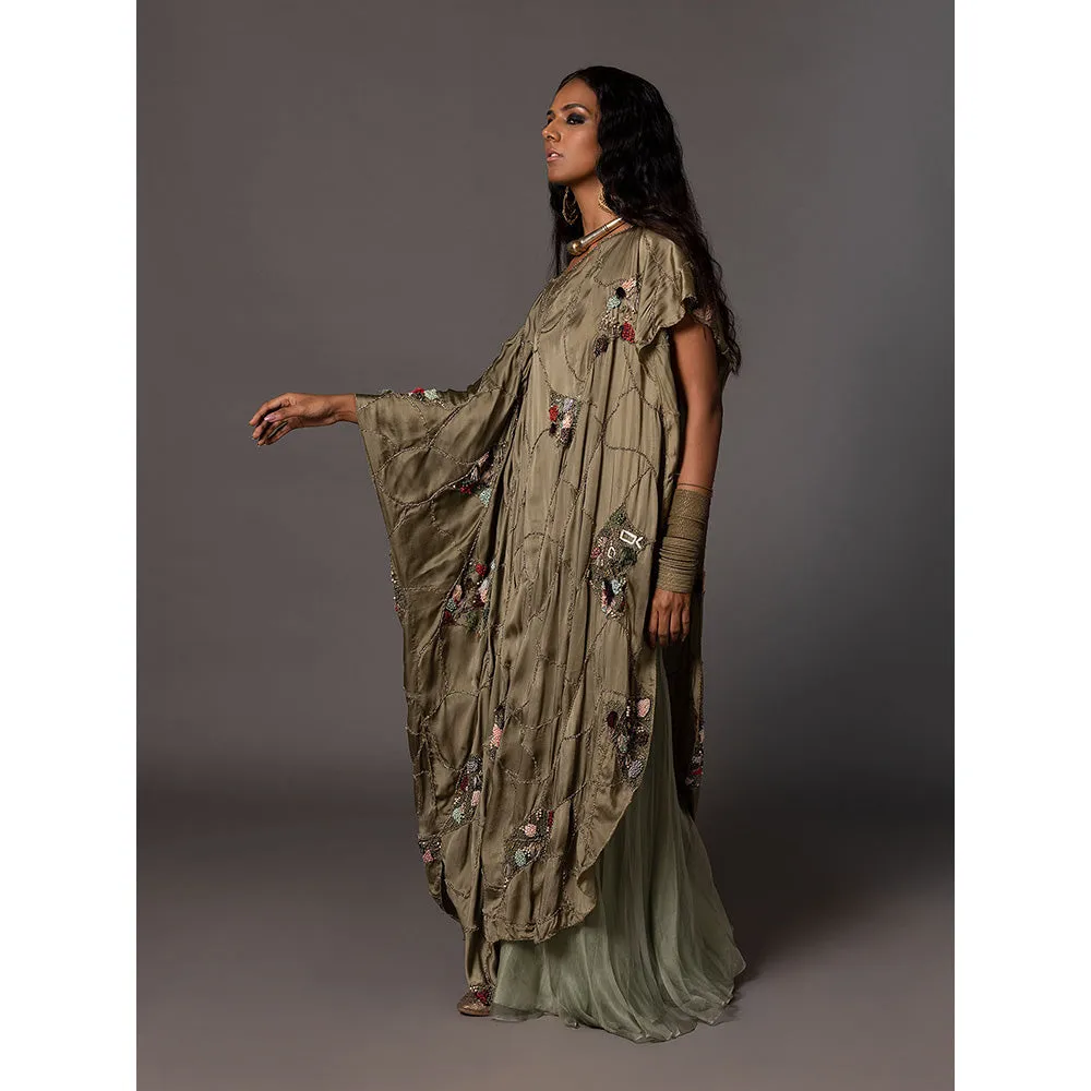 A Humming Way Topiary Gold Kaftan and Flared Pant (Set of 2)