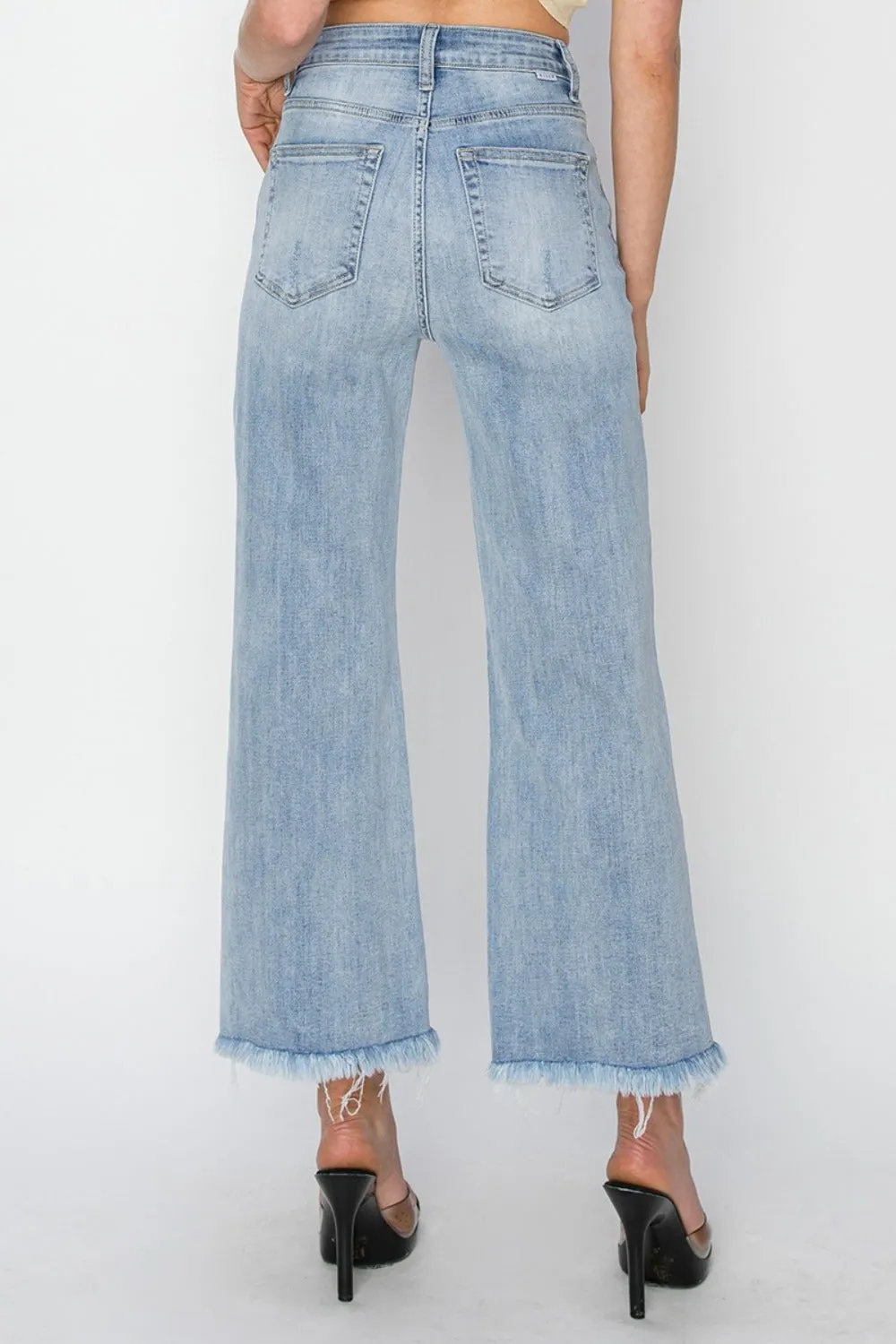 Addy High Rise Crop Wide Fray Hem Jeans