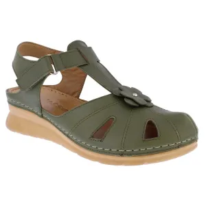 Adesso Meadow Ladies Touch Fasten Wedge Sandal Olive