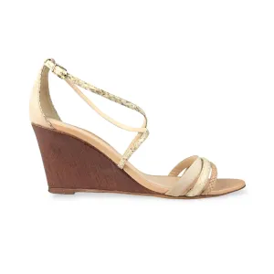 Alexandre Birman Nude Suede & White Snakeskin Strappy Sandals