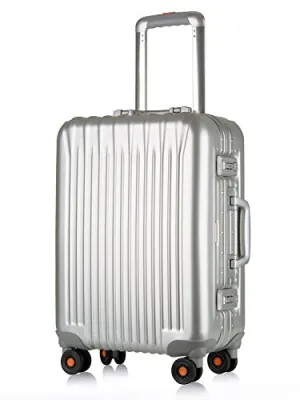 All Aluminum Carry On Luggage, HardShell Spinner Suitcase Grade 5 Aluminum-Magnesium Alloy TSA