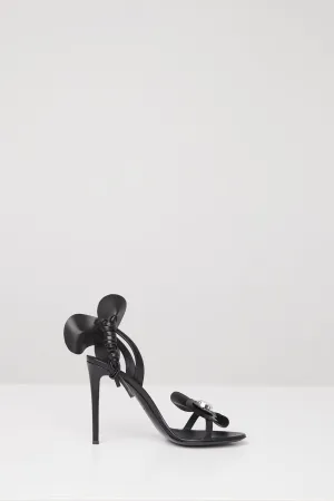 Area Flower Strap Heels in Black