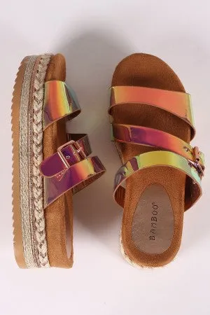 Bamboo Triple Straps Slide Flatform Sandal