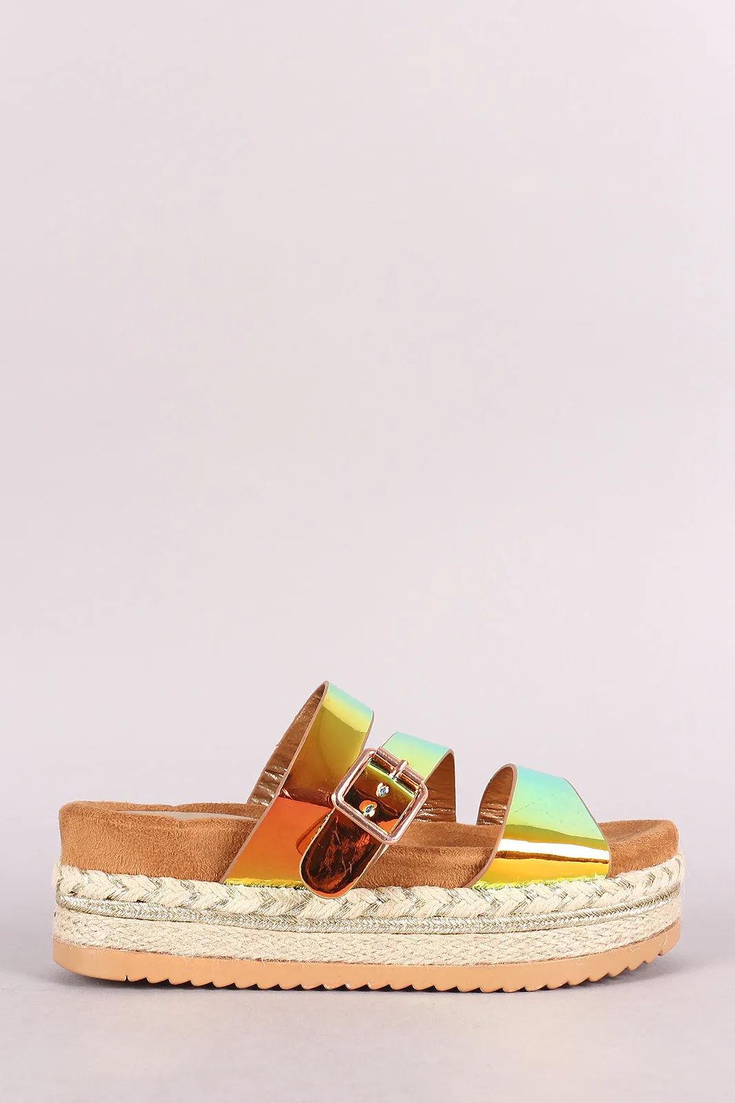 Bamboo Triple Straps Slide Flatform Sandal