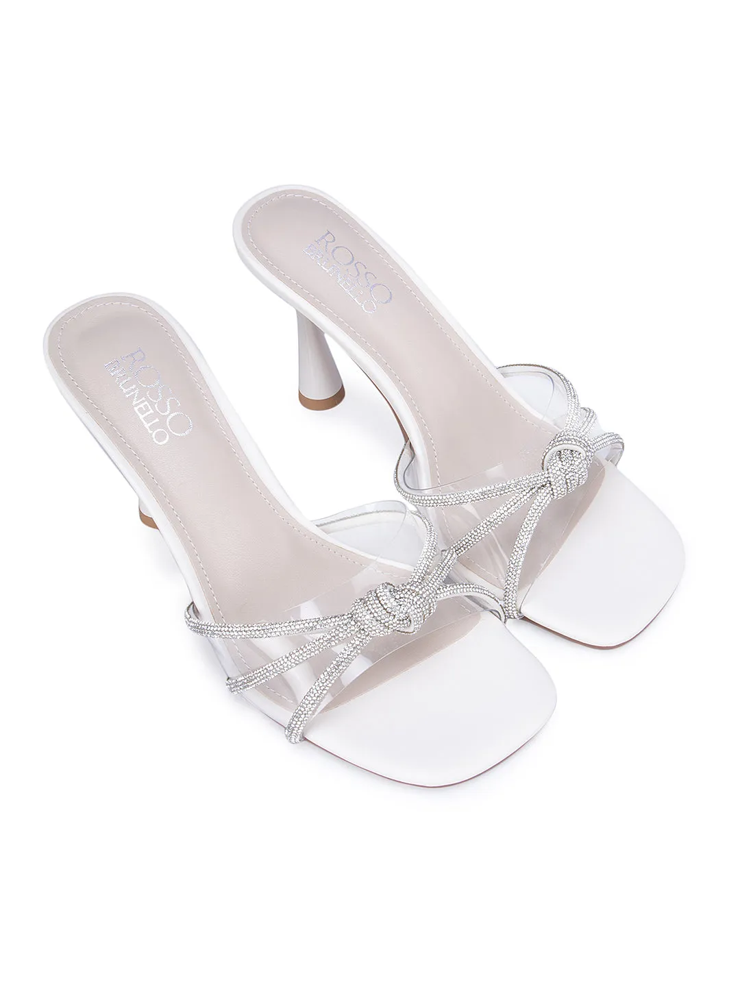 Beige Knot Style Strap Heels