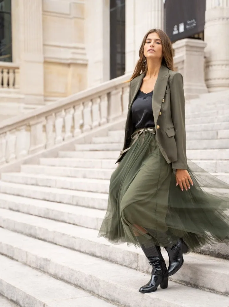 Carrie Tulle Skirt Khaki