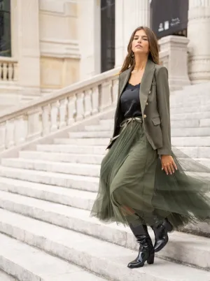 Carrie Tulle Skirt Khaki