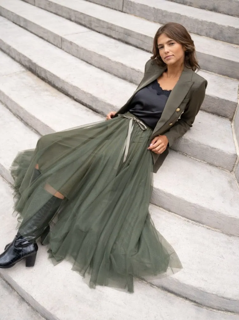 Carrie Tulle Skirt Khaki