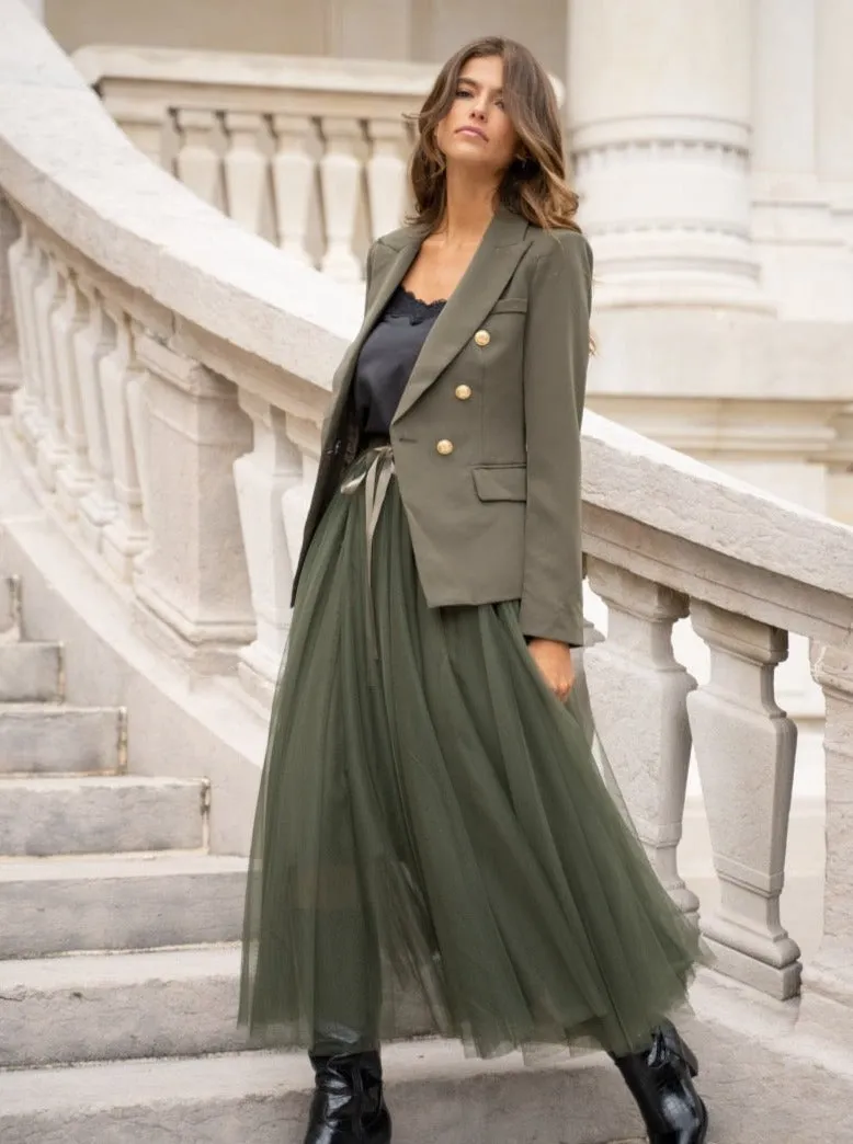 Carrie Tulle Skirt Khaki