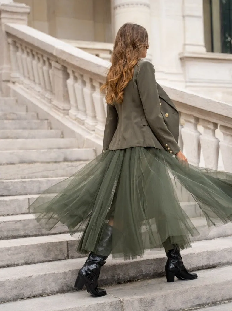 Carrie Tulle Skirt Khaki