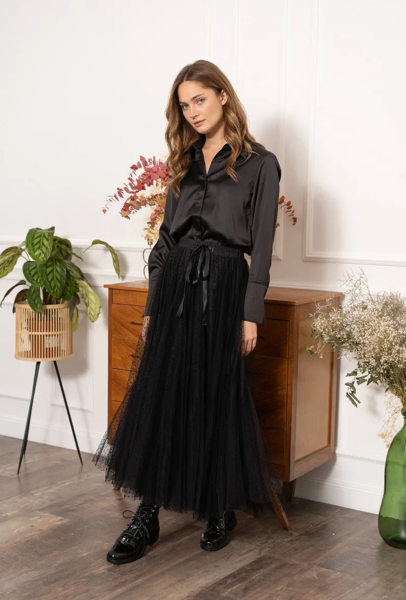 Charlotte Black Polka Dot Tulle Skirt