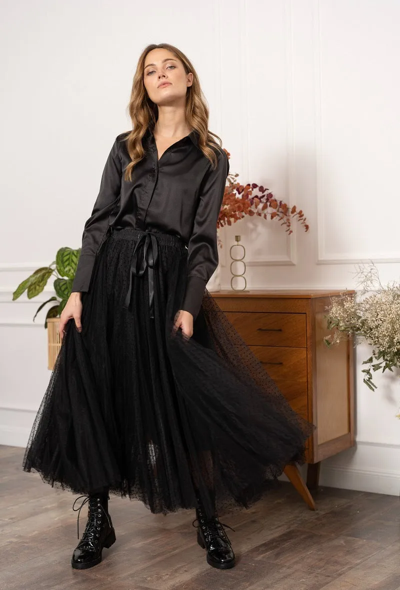 Charlotte Black Polka Dot Tulle Skirt