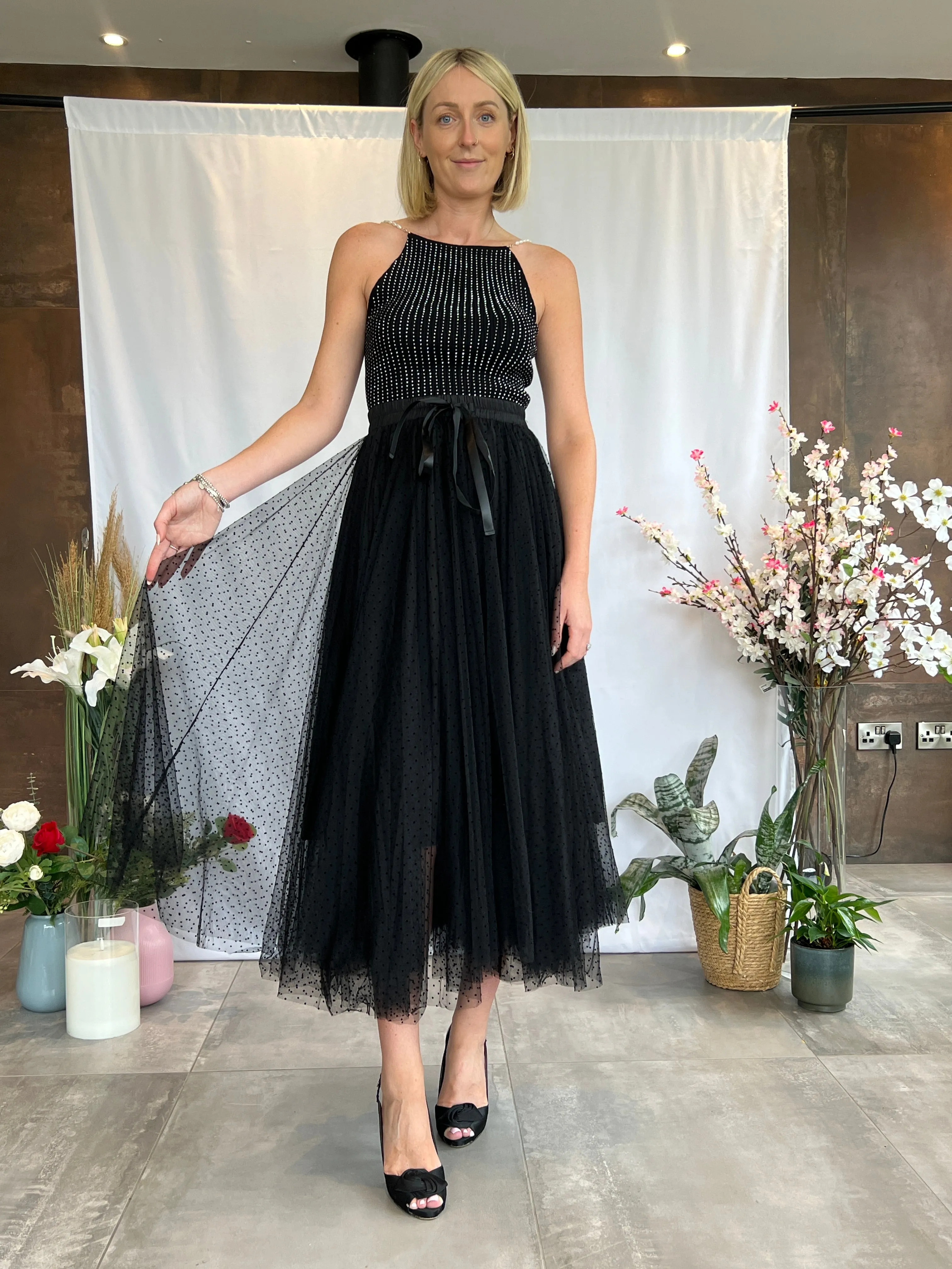 Charlotte Black Polka Dot Tulle Skirt