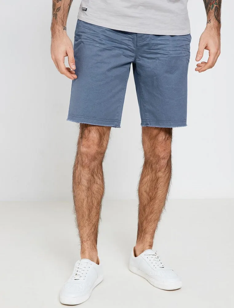 Chester Raw Hem Chino Shorts in Powder Blue
