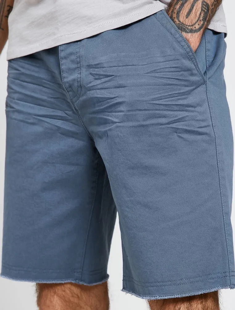 Chester Raw Hem Chino Shorts in Powder Blue