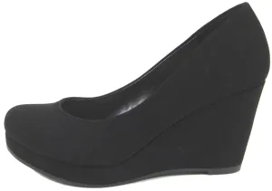 City Classified Women's Slip On Round Toe Comfy Padded Insole Wedge Heel Pump
