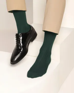 Cotton Fern Green Jacquard Socks - Thai