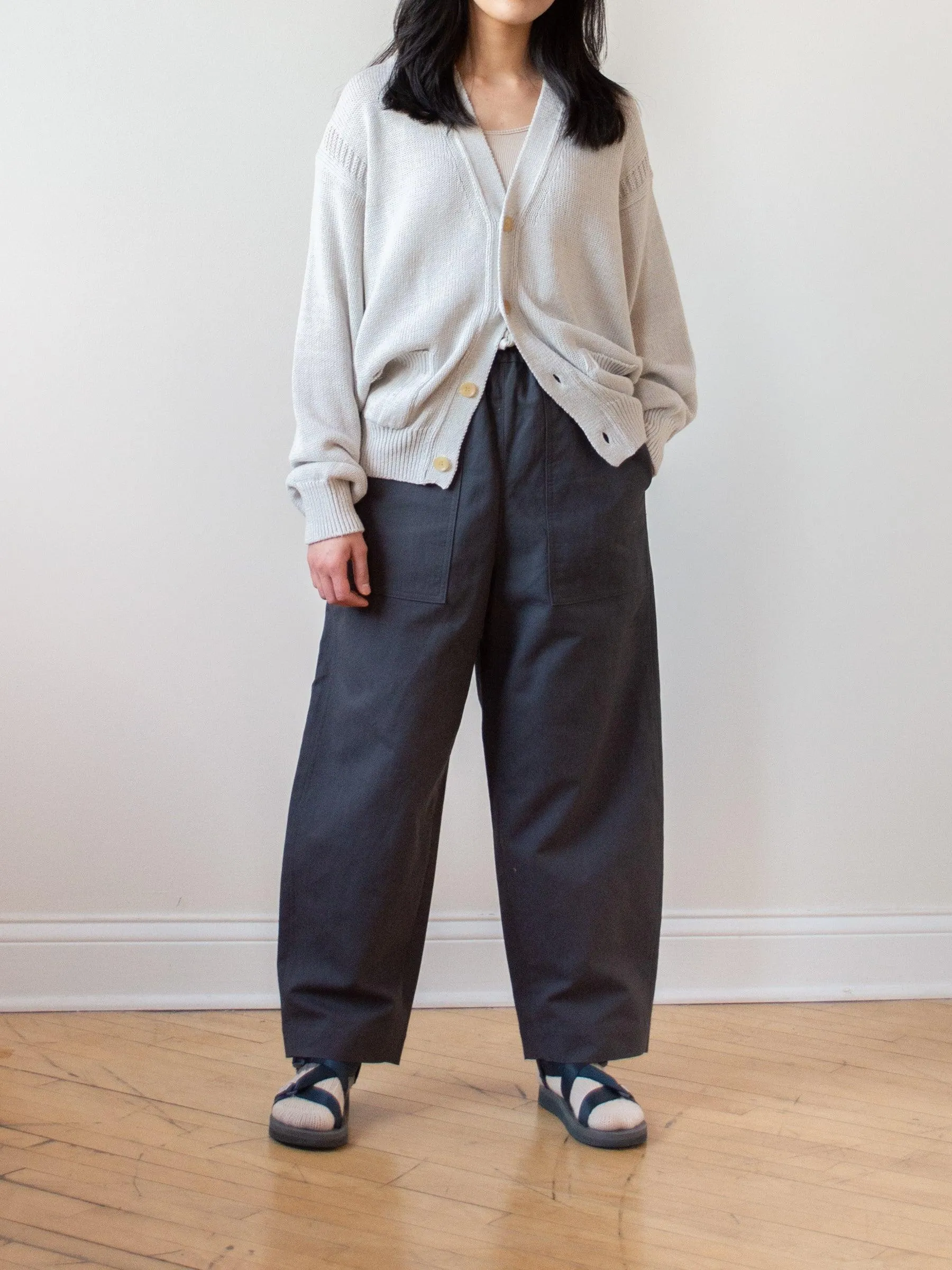 Cotton Linen Canvas Easy Trousers - Deep Gray