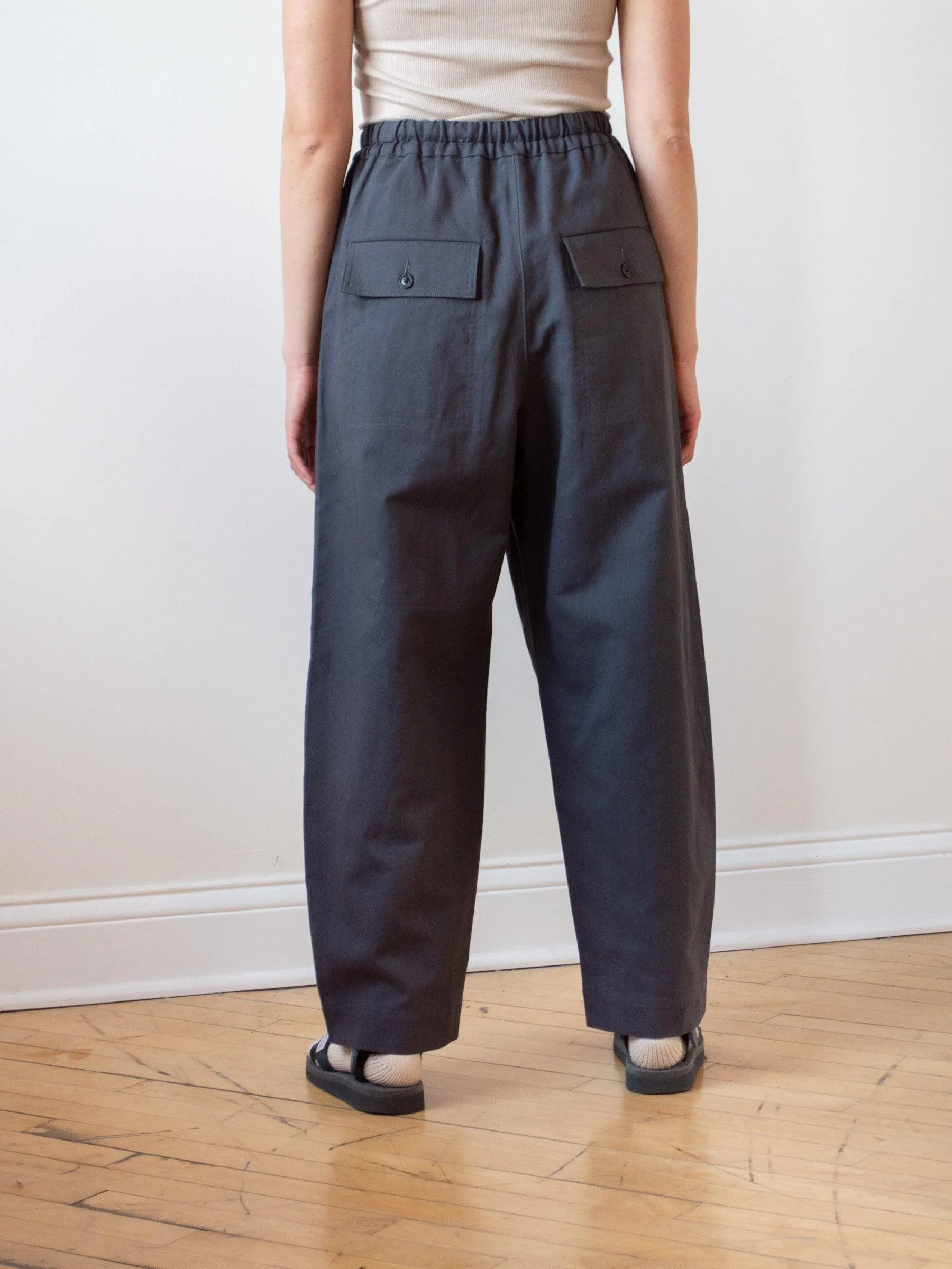 Cotton Linen Canvas Easy Trousers - Deep Gray