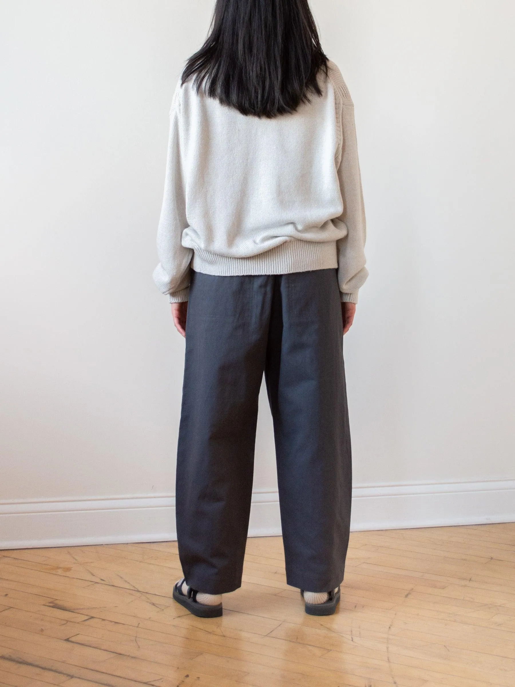 Cotton Linen Canvas Easy Trousers - Deep Gray