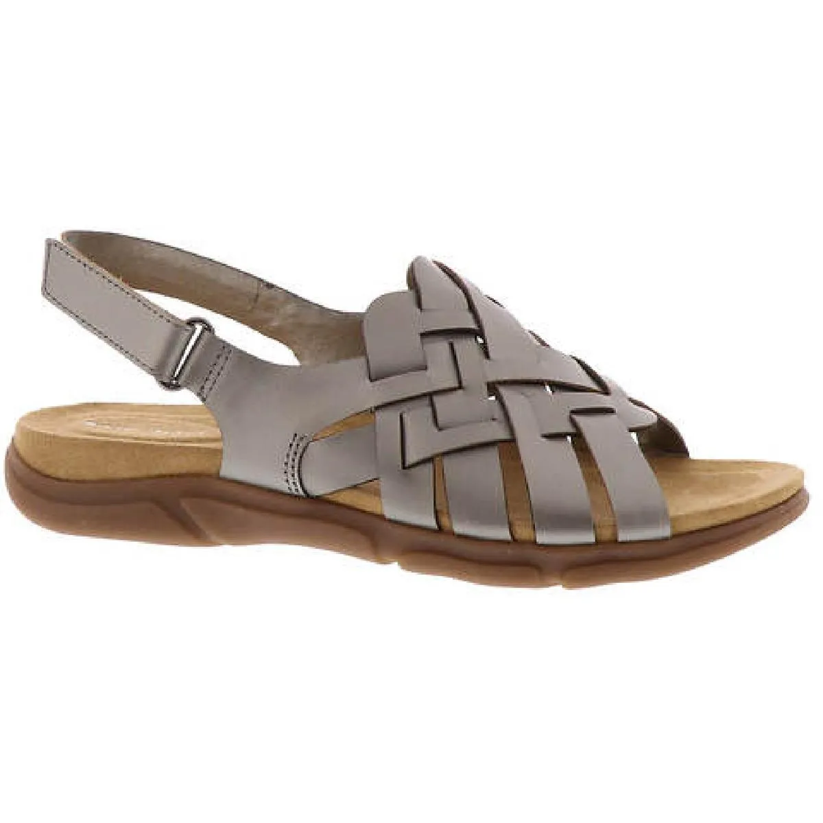Easy Spirit Womens Maryan  Leather Adjustable Wedge Sandals