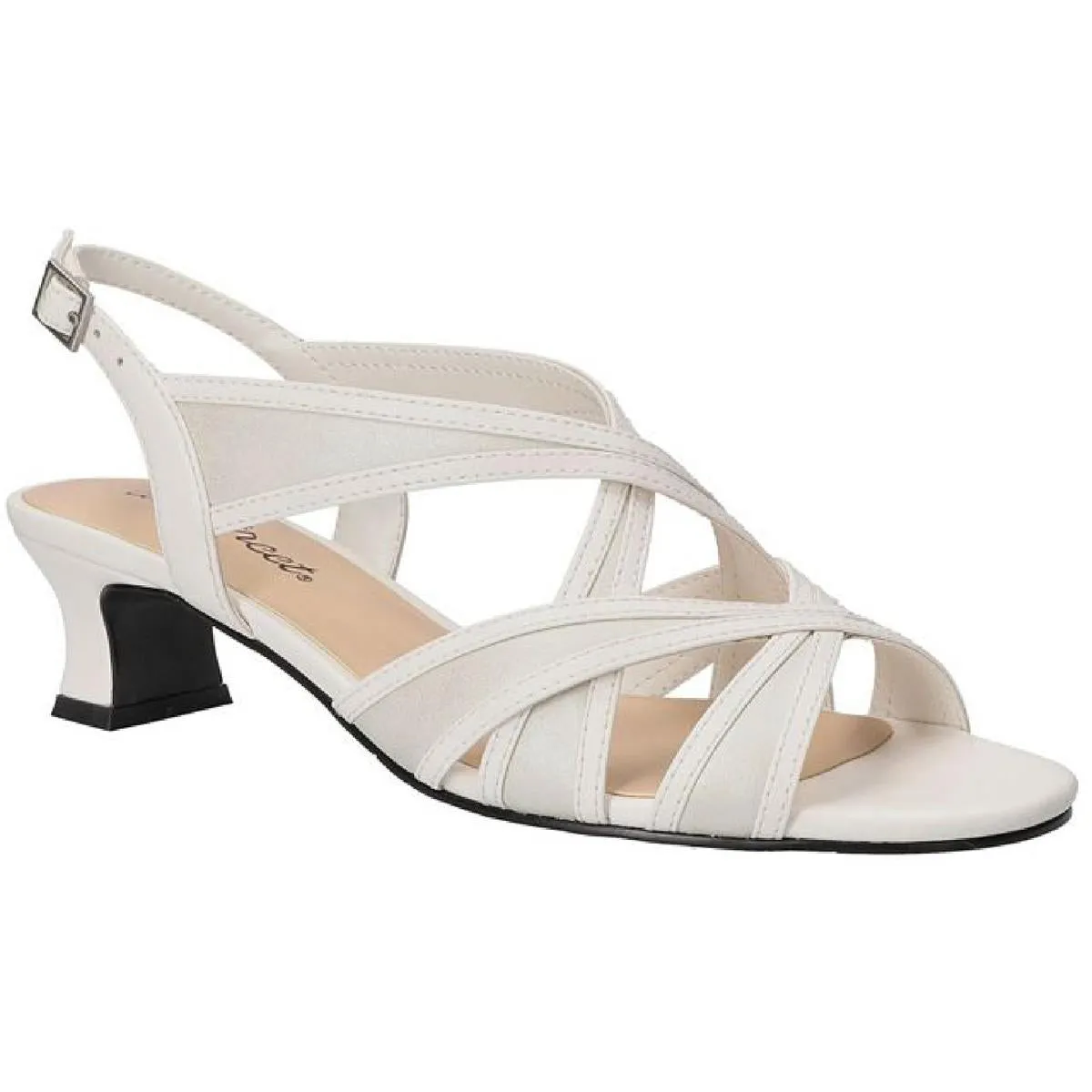 Easy Street Womens Tristen Faux Leather Shimmer Heel Sandals