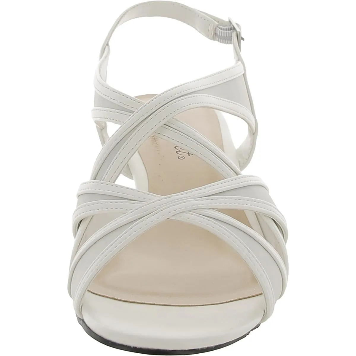Easy Street Womens Tristen Faux Leather Shimmer Heel Sandals