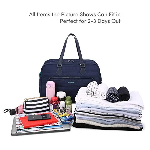 ECOSUSI Weekender Bag Travel Duffle Bag Overnight Bag Carry-on with Trolley Sleeve Fit up to 15.6
