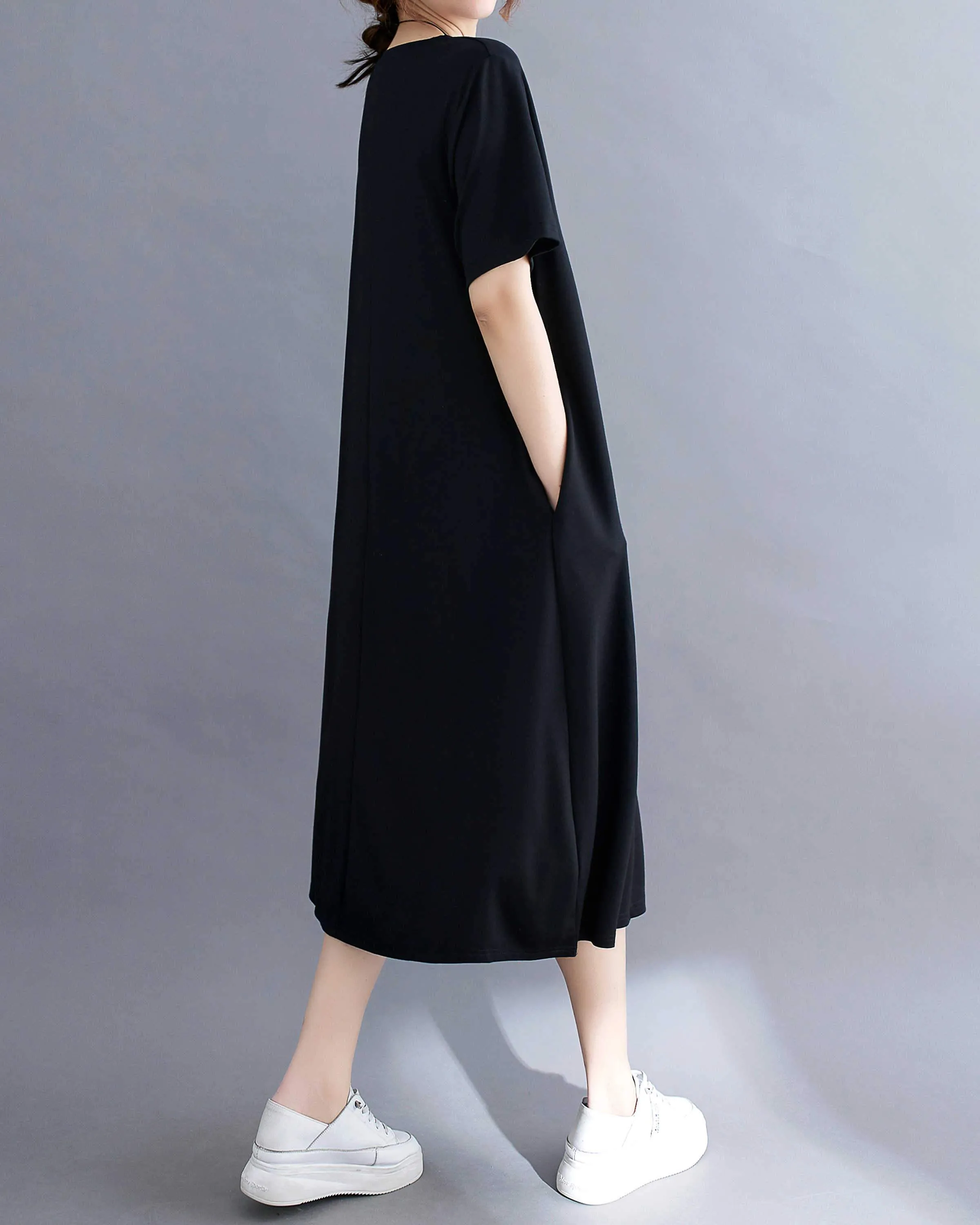 ellazhu Women Short Sleeves Crewneck T-Shirt Dresses GA2331