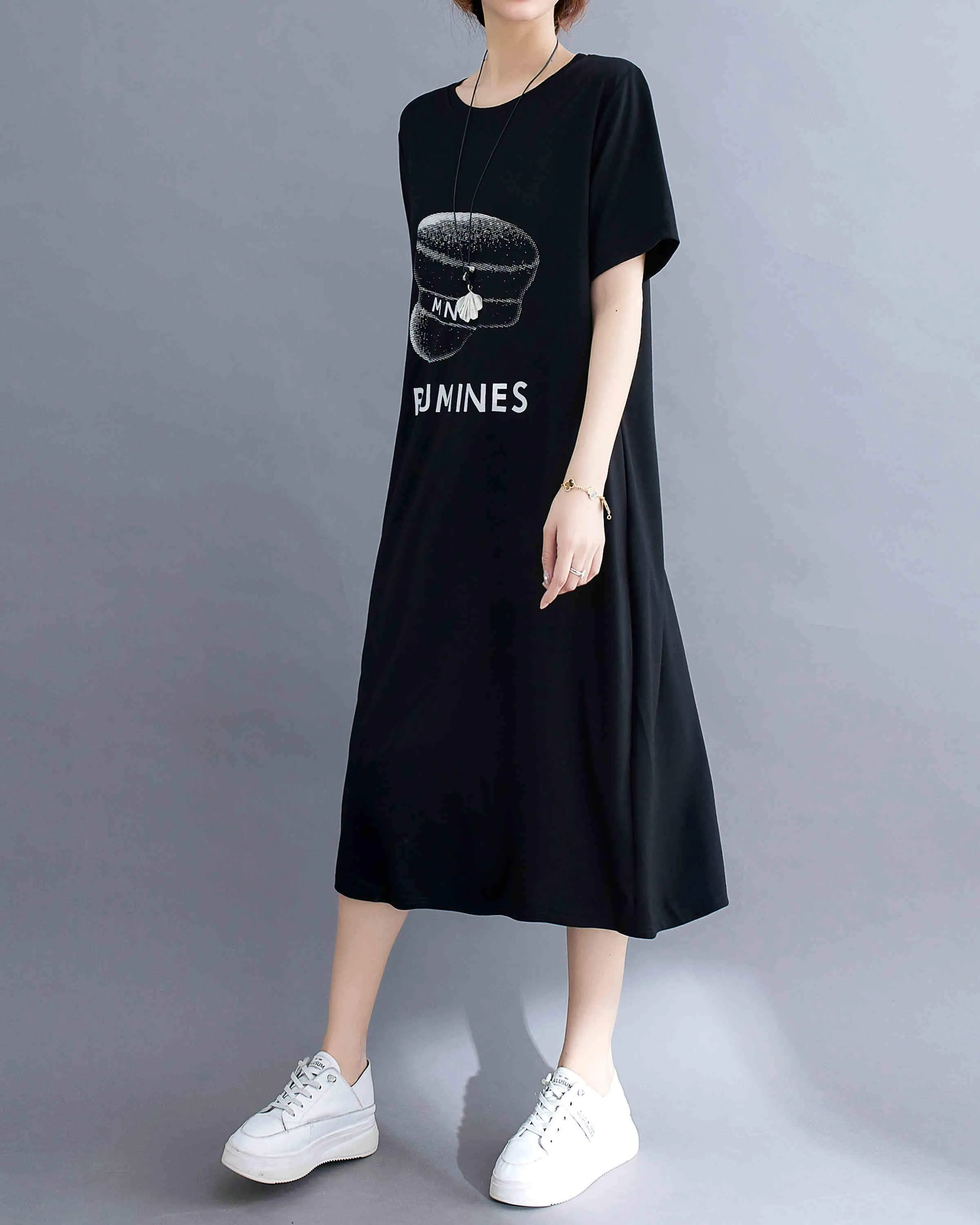 ellazhu Women Short Sleeves Crewneck T-Shirt Dresses GA2331