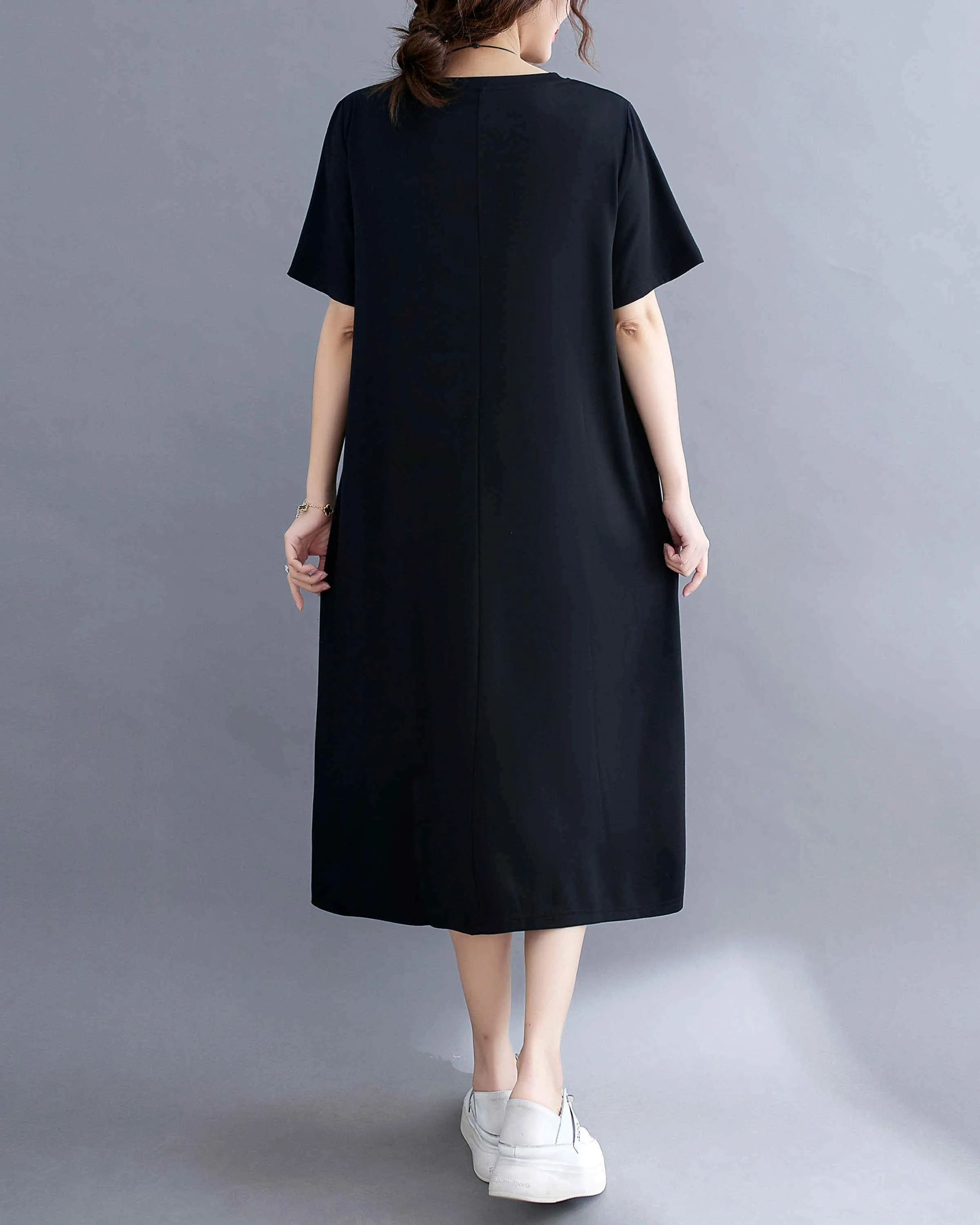 ellazhu Women Short Sleeves Crewneck T-Shirt Dresses GA2331