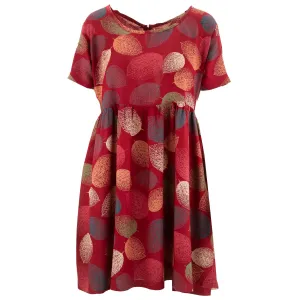 Empire Line Tea Dress - Coral Leaf Rayon