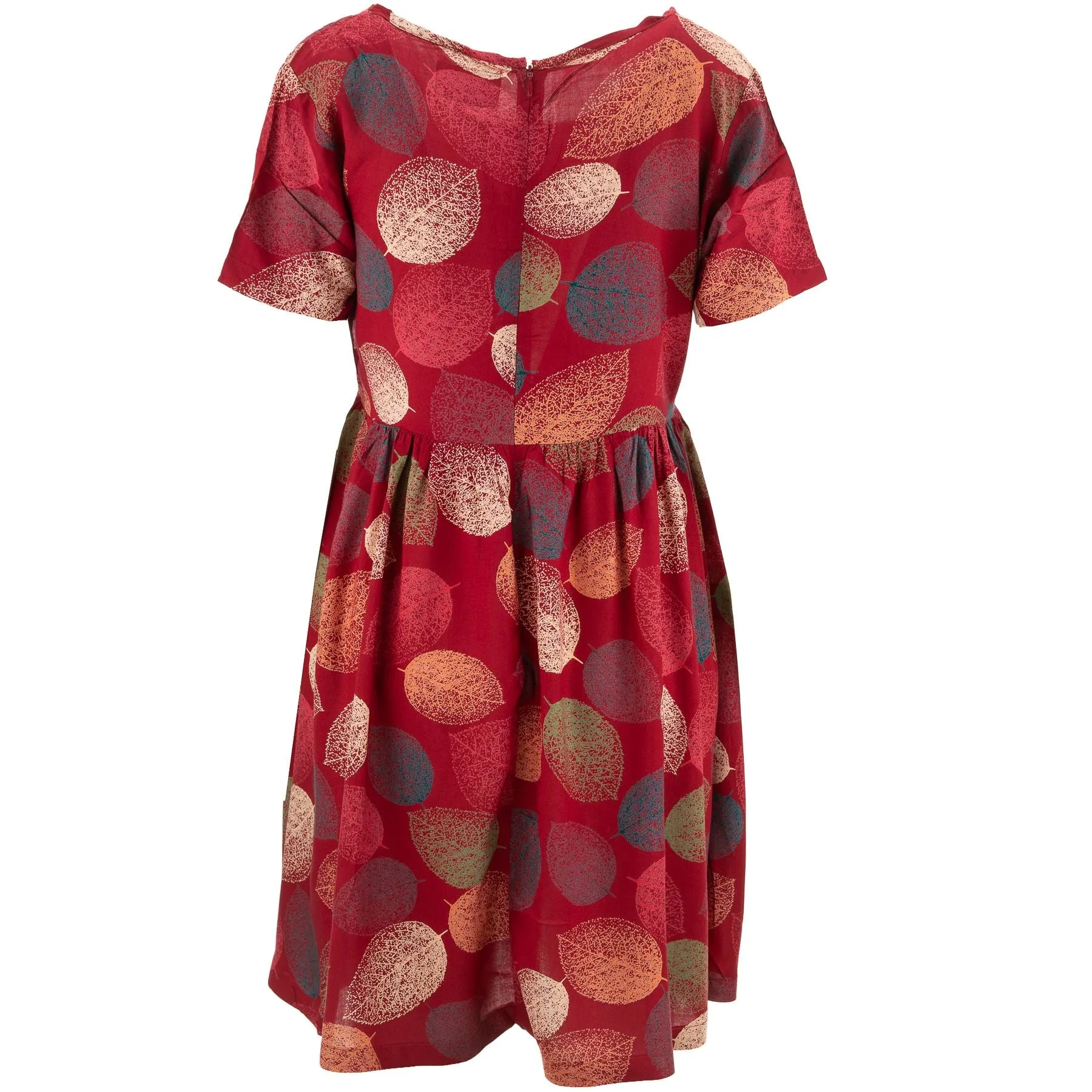 Empire Line Tea Dress - Coral Leaf Rayon