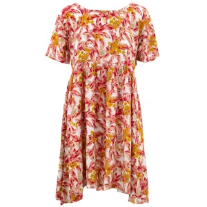Empire Line Tea Dress - Red Palms