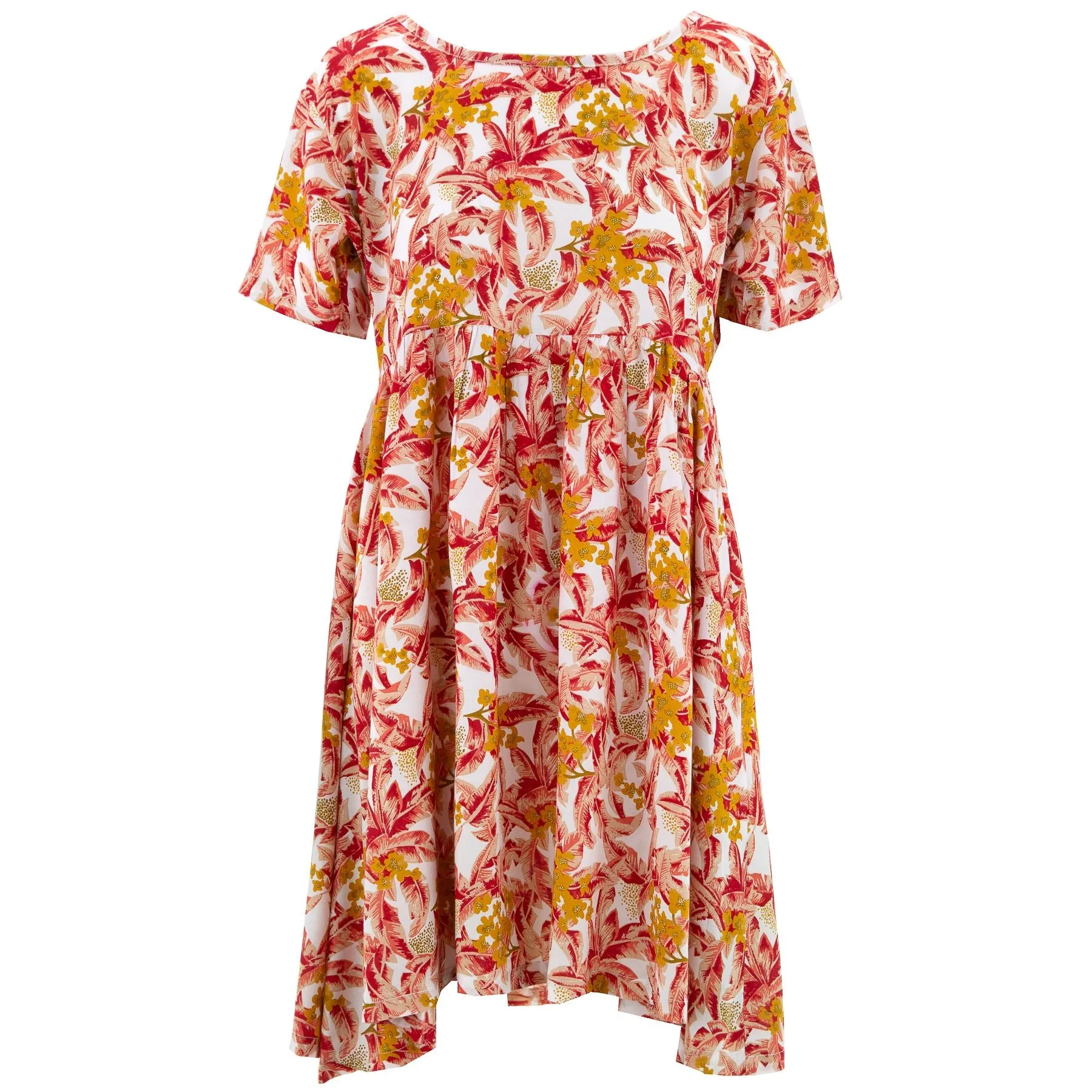 Empire Line Tea Dress - Red Palms
