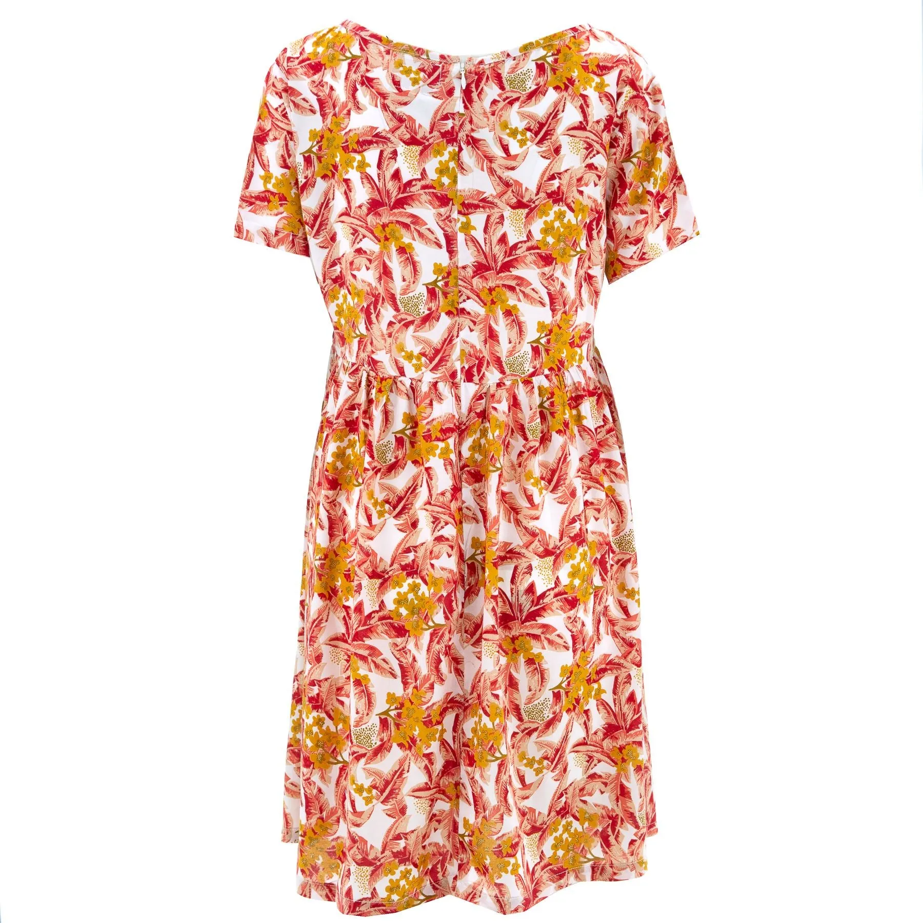 Empire Line Tea Dress - Red Palms