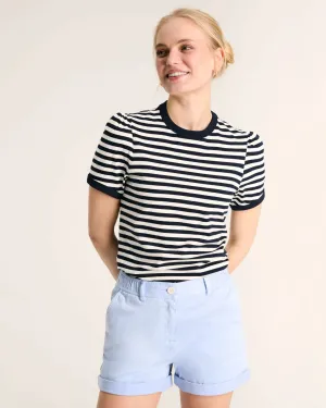 Erin Navy Blue Stripe Short Sleeve T-Shirt