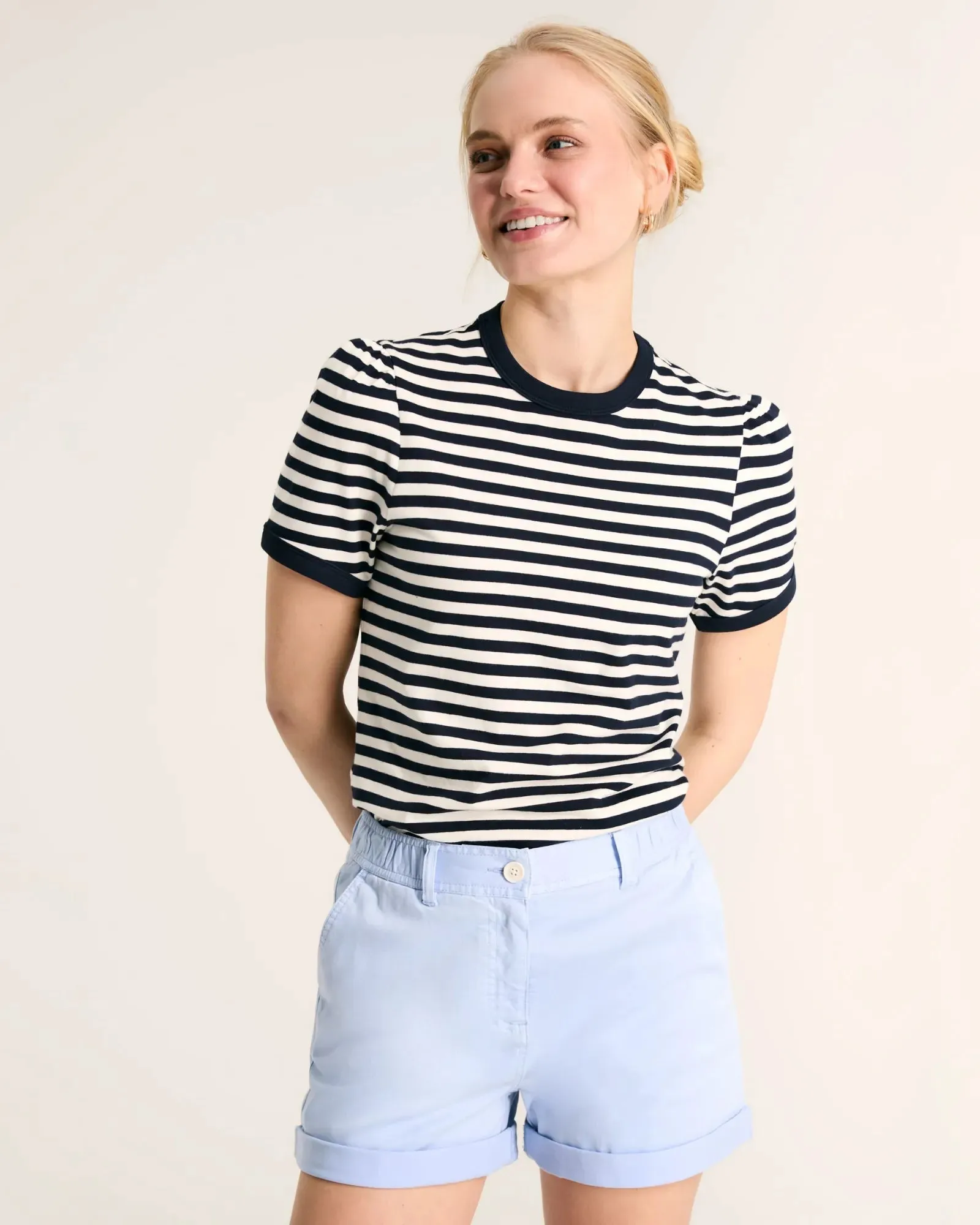 Erin Navy Blue Stripe Short Sleeve T-Shirt