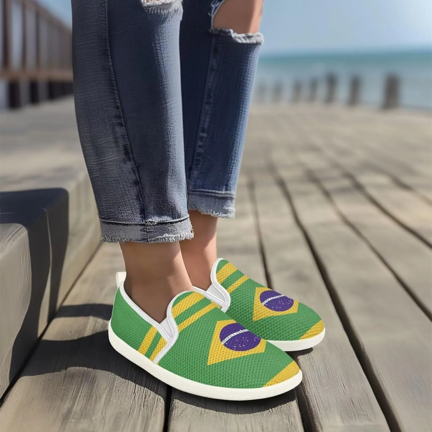 Flag Shoes Casual Walking Shoes Women's Shoes Flats Wide Sneakers Mesh Flats