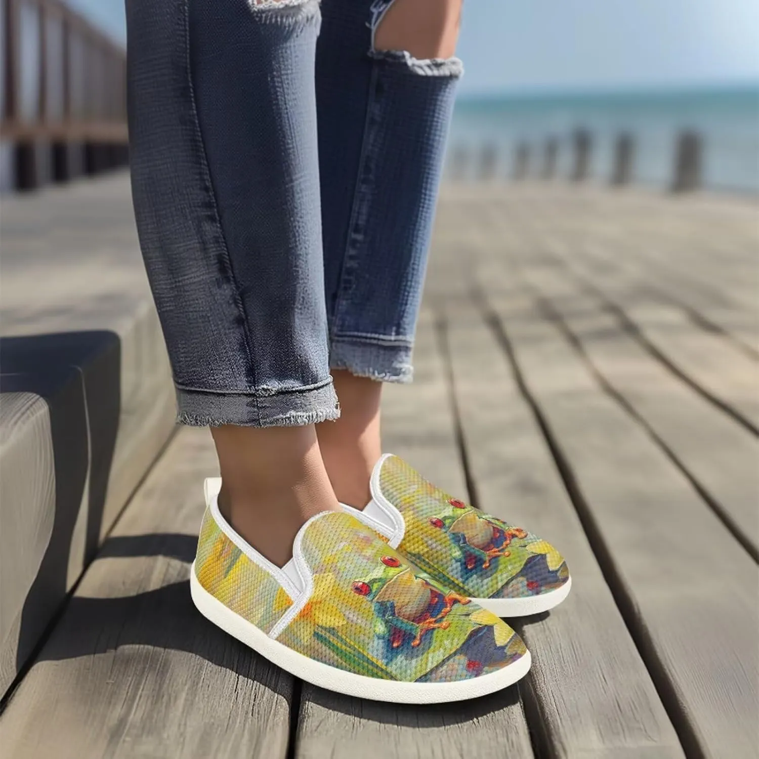 Flag Shoes Casual Walking Shoes Women's Shoes Flats Wide Sneakers Mesh Flats