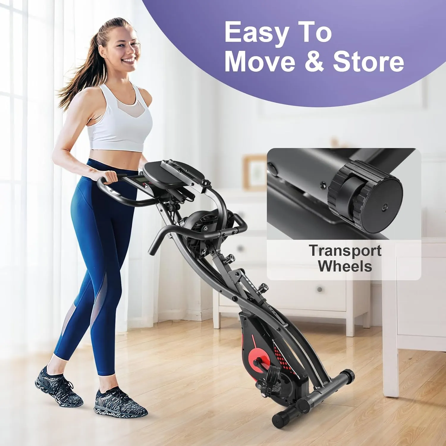 FLEXIRIDE 3-IN-1 FOLDING EXERCISE BIKE | VERSATILE UPRIGHT & RECUMBENT MAGNETIC BIKE | HOME CARDIO TRAINER WITH BACK REST, SENSORS & ARM RESISTANCE | SUPPORTS UP TO 120KG
