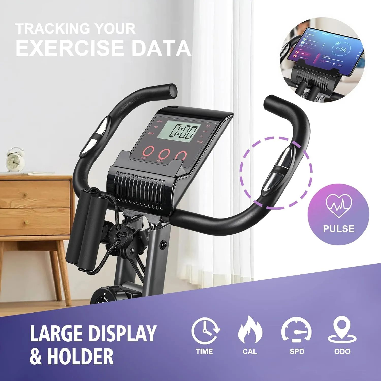 FLEXIRIDE 3-IN-1 FOLDING EXERCISE BIKE | VERSATILE UPRIGHT & RECUMBENT MAGNETIC BIKE | HOME CARDIO TRAINER WITH BACK REST, SENSORS & ARM RESISTANCE | SUPPORTS UP TO 120KG