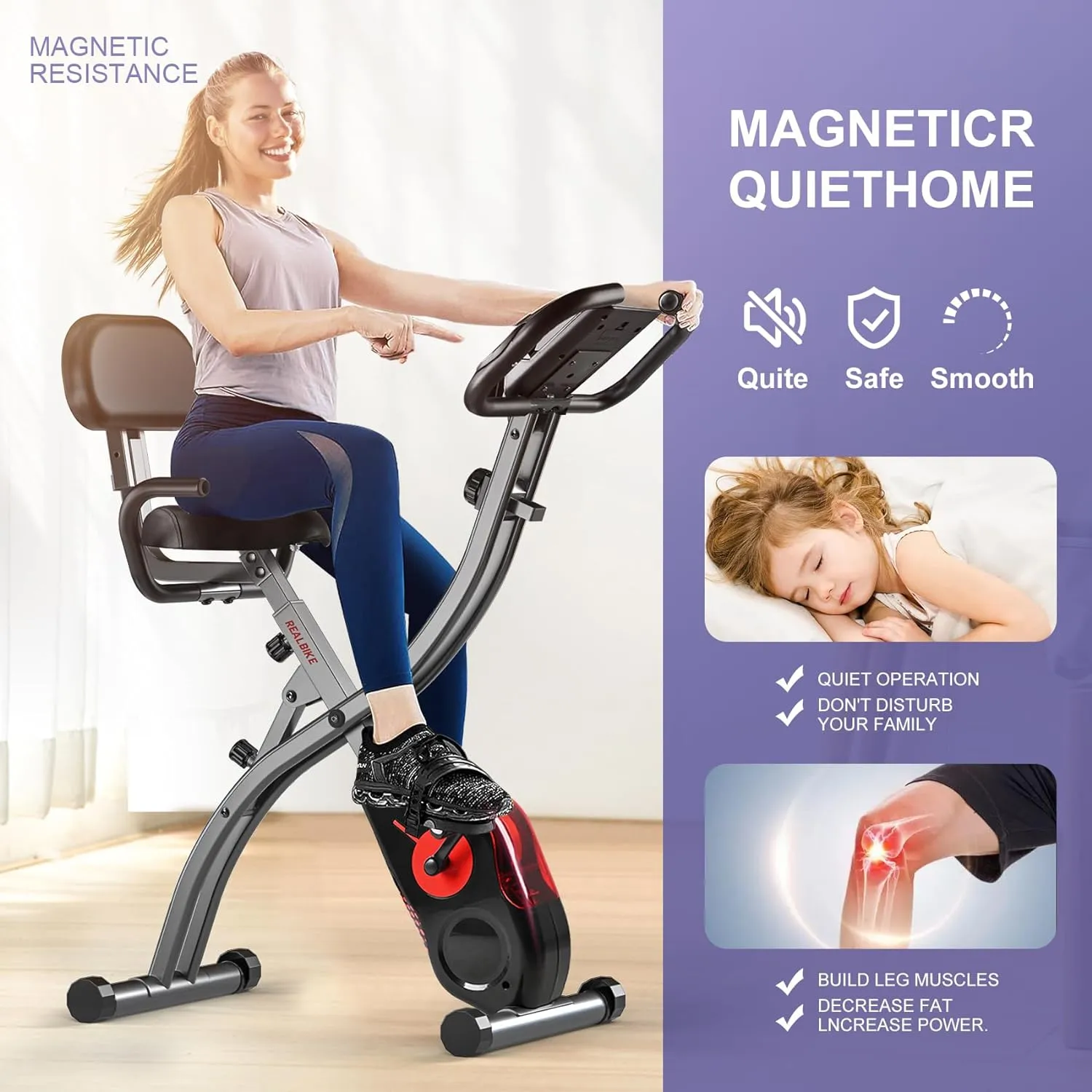 FLEXIRIDE 3-IN-1 FOLDING EXERCISE BIKE | VERSATILE UPRIGHT & RECUMBENT MAGNETIC BIKE | HOME CARDIO TRAINER WITH BACK REST, SENSORS & ARM RESISTANCE | SUPPORTS UP TO 120KG