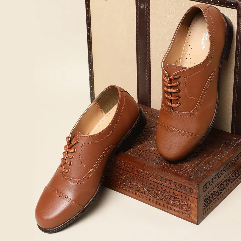 Fortune Tan Classic Oxford Shoes For Men 7168-03 By Liberty