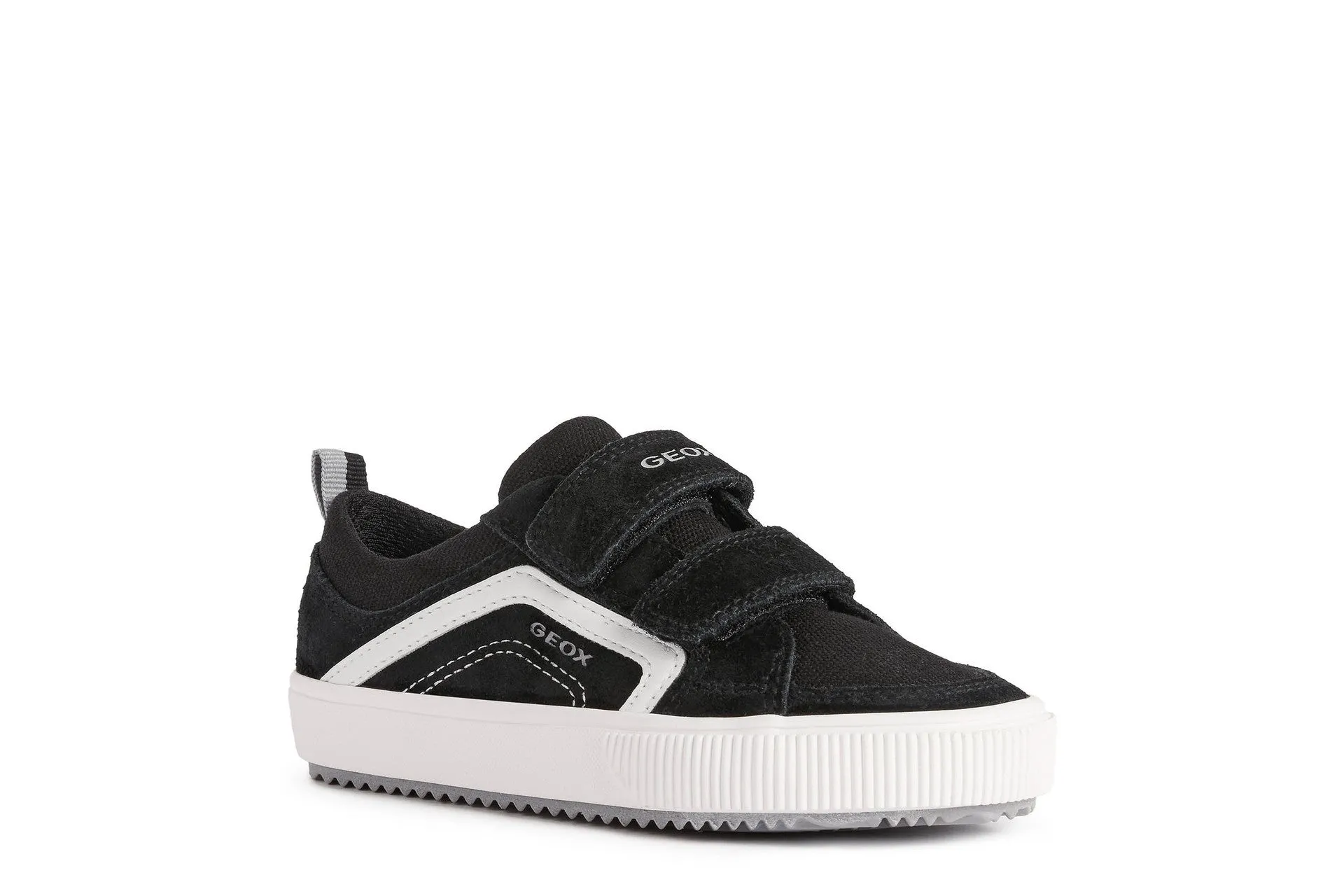 Geox Kids Trainers | Alonisso Canvas Velcro | Black & White