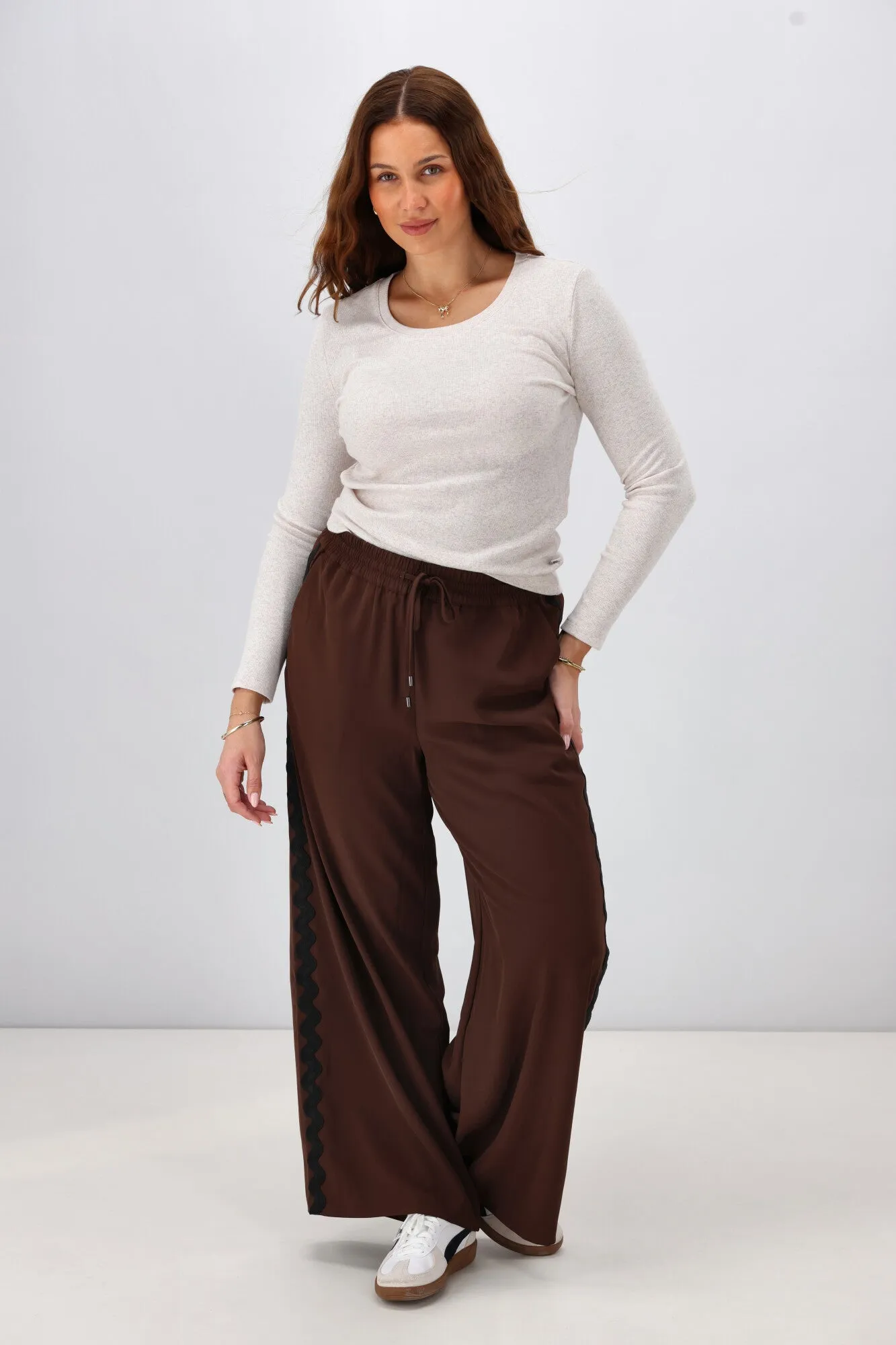 Gloss the Label Shayleigh Ric Rac Pant Chocolate