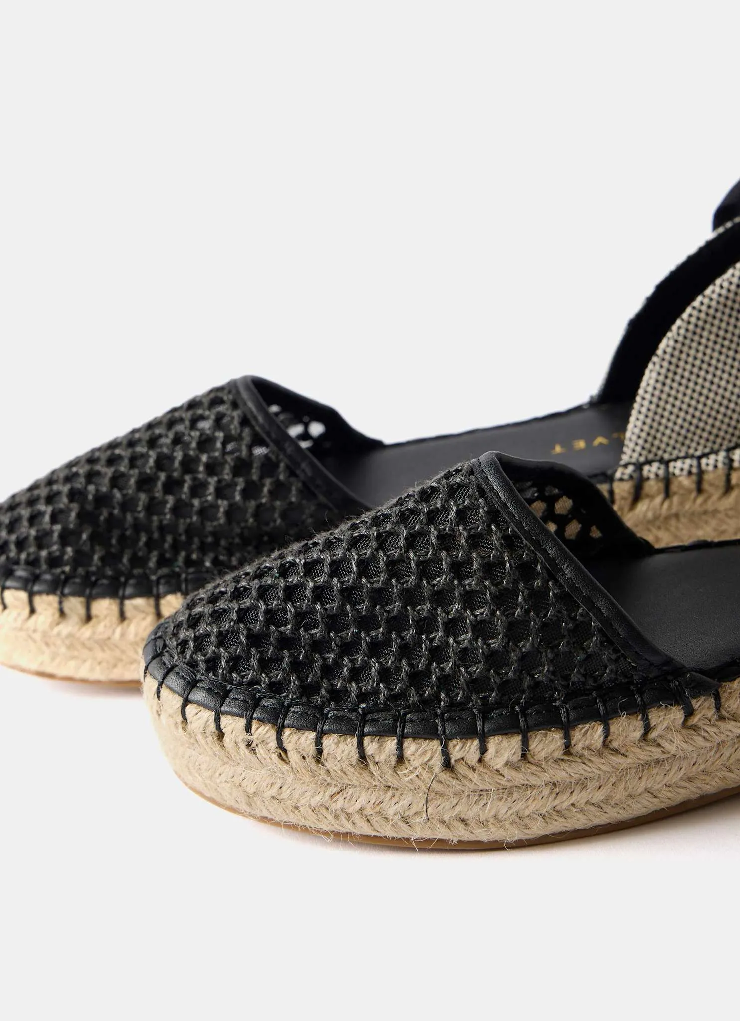 Hayley Black Mesh Flat Espadrilles
